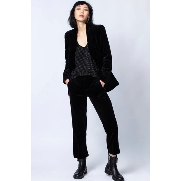 Zadig & Voltaire Pants - NWT $328 Zadig & Voltaire Tissu Italien Posh Velvet Pants in Noir Straight Leg